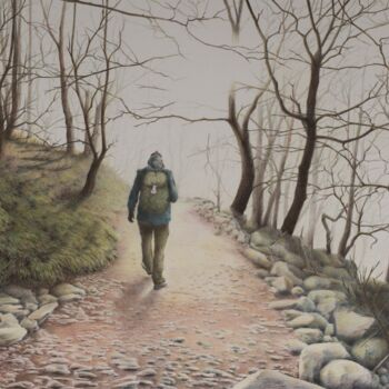 Malerei mit dem Titel "lichtwärts" von Ronald Firla, Original-Kunstwerk, Conté-Buntstifte