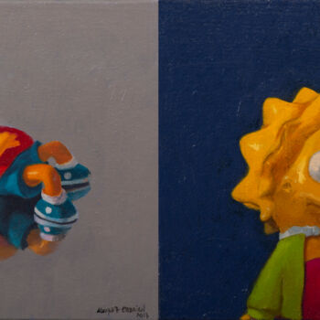 Painting titled "Burt y Lisa (diptic…" by Juan Álvarez Cebrián, Original Artwork, Oil