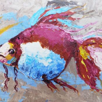 Pintura intitulada "fish of luck" por Kateart, Obras de arte originais, Acrílico Montado em Cartão