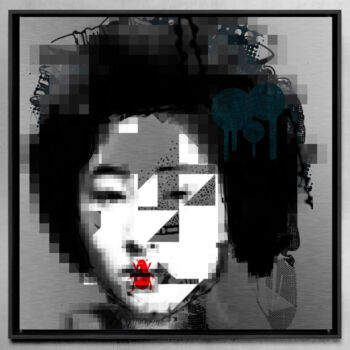 Printmaking titled "geisha millenials IV" by Ordo Abkao, Original Artwork, Digital Print Mounted on Aluminium