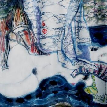 Painting titled "水墨实验：1992生命空间1" by Yun Yang Wang, Original Artwork