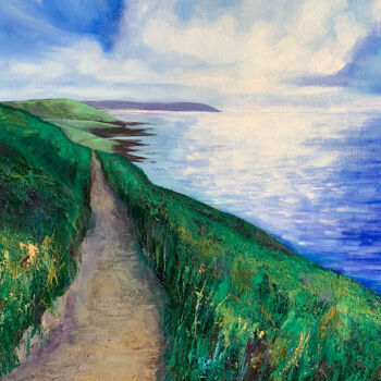 Painting titled "Verdant Path" by Dawn Rodger, Original Artwork, Oil