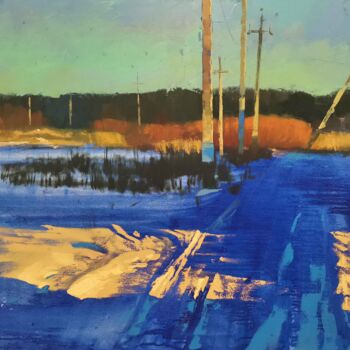 Painting titled "Winter sun" by Daniil Mikhailov, Original Artwork, Oil Mounted on Wood Stretcher frame