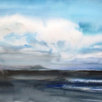 Peinture intitulée "Cloudy Day" par Anna Radis (Anna Radis Art), Œuvre d'art originale, Aquarelle