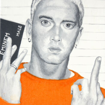 Peinture intitulée "EMINEM, arrêté pour…" par Christophe Stephan Durand, Œuvre d'art originale, Huile Monté sur Châssis en b…