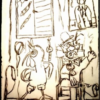 Peinture intitulée "Turuleca que cenamo…" par Fernando Rubio, Œuvre d'art originale, Fusain