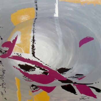 Painting titled "Bulle poisson lune" by Patrick Daclin, Original Artwork, Acrylic Mounted on Wood Stretcher frame