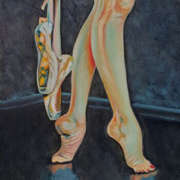 Pintura intitulada "Female Foot Paintin…" por Yuliya Illarionova, Obras de arte originais, Óleo Montado em Armação em madeira