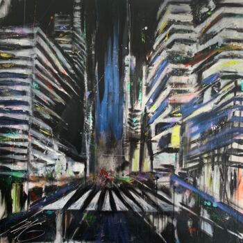 Painting titled "« TONIGHT »" by Laurent Zagarri, Original Artwork, Acrylic Mounted on Wood Stretcher frame