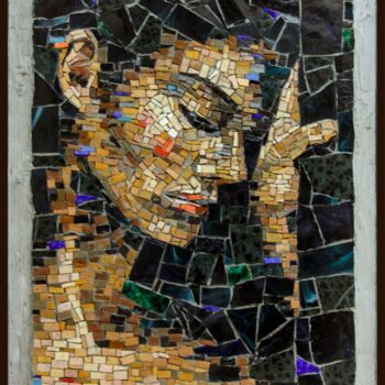 Painting titled "Девушка" by Marat Nabi, Original Artwork, Mosaic Mounted on Wood Panel