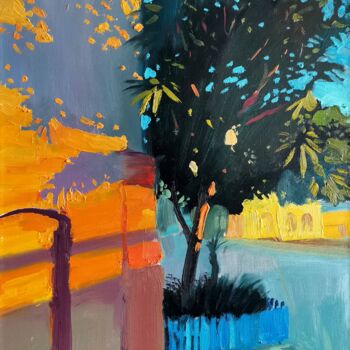 Peinture intitulée "Streets of Tbilisi" par Daniil Mikhailov, Œuvre d'art originale, Huile
