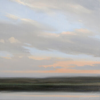Painting titled "Sunset on the river" by Elmar Magerram, Original Artwork, Oil