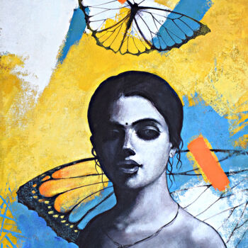 Pittura intitolato "Freedom of Beauty_17" da Kishore Pratim Biswas, Opera d'arte originale, Acrilico