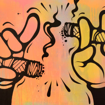 Painting titled "Smoking hands" by Ewen Gur, Original Artwork, Acrylic