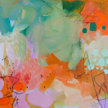 Peinture intitulée "Deux coeurs à l'uni…" par Chantal Proulx, Œuvre d'art originale, Acrylique Monté sur Châssis en bois
