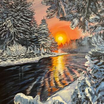 Malarstwo zatytułowany „Winter river” autorstwa Anna Pavlovich-Naneva, Oryginalna praca, Olej