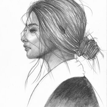 Pintura intitulada "I'm waiting for you" por Misha Viktorova, Obras de arte originais, Lápis