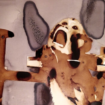 Painting titled "macaque experiment" by Joany Régibier, Original Artwork, Watercolor