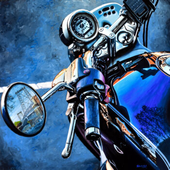 Pittura intitolato "Motorbike #1" da Sócrates Rízquez, Opera d'arte originale, Smalto Montato su Alluminio