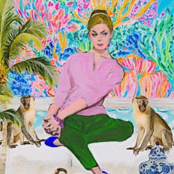 Malerei mit dem Titel "Monkey watch" von Lucy Klimenko, Original-Kunstwerk, Öl