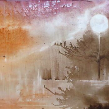 Peinture intitulée "L'échappée belle -…" par Clau Redier-Clément, Œuvre d'art originale, Encre Monté sur Panneau de bois