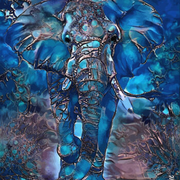 Digitale Kunst getiteld "Marche bleue" door L.Roche, Origineel Kunstwerk, 2D Digital Work