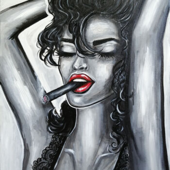 Painting titled "SHHH... NOT A WORD…" by Daria Motovilova, Original Artwork, Acrylic