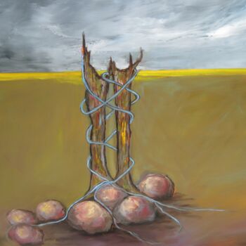 Painting titled "Forts à deux" by Jackie G., Original Artwork, Oil Mounted on Wood Stretcher frame