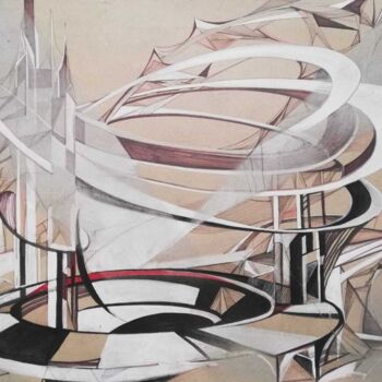 Arts numériques intitulée "Futuristic project" par Yulia Aks, Œuvre d'art originale, Peinture numérique Monté sur Carton