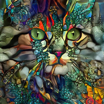 Digital Arts titled "Muskaa, cat" by L.Roche, Original Artwork, Acrylic
