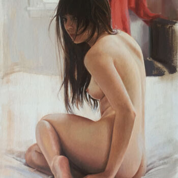 Pintura titulada "Figure,red" por Andriy Markiv, Obra de arte original, Oleo