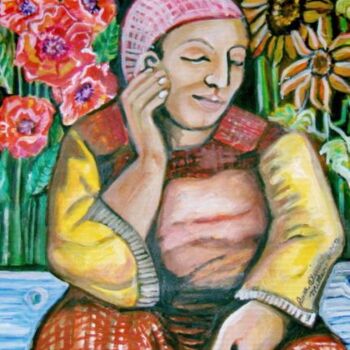Painting titled "Women Resting in th…" by Chicana Artist.... Ruth Olivar Millan, Original Artwork