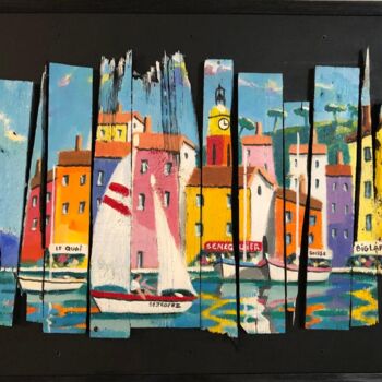 绘画 标题为“vue sur st tropez” 由Esteves Brito, 原创艺术品, 丙烯 安装在木质担架架上