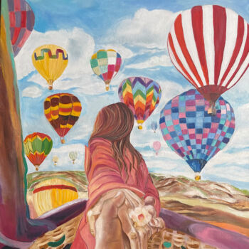「Love is in the air」というタイトルの絵画 Anna Pavlovich-Nanevaによって, オリジナルのアートワーク, オイル ウッドストレッチャーフレームにマウント