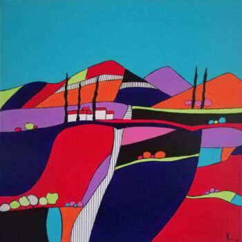 Painting titled "The grove" by Carole Carpier, Original Artwork, Acrylic Mounted on Wood Stretcher frame
