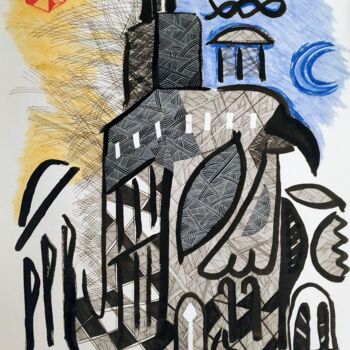 Drawing titled "Alexandria 3.0" by Sabrina Timsit, Original Artwork, Ink
