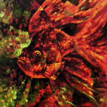 Painting titled "Gold Fish" by Serhii Voichenko, Original Artwork, Oil