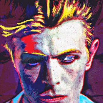 Digital Arts titled "DAVID BOWIE  I" by Michel Martin, Original Artwork, 2D Digital Work Mounted on Aluminium
