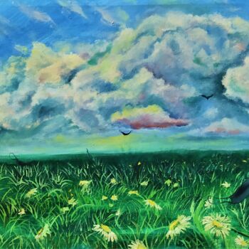 绘画 标题为“chamomile field oil…” 由Prosto Nastasya, 原创艺术品, 油