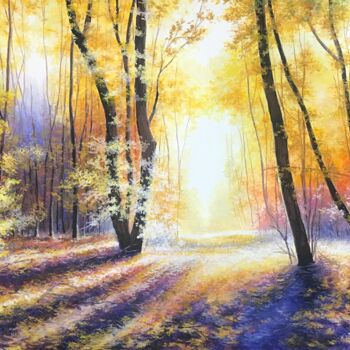 Malarstwo zatytułowany „AUTUMN FOREST” autorstwa Michael Reshetniak, Oryginalna praca, Gwasz