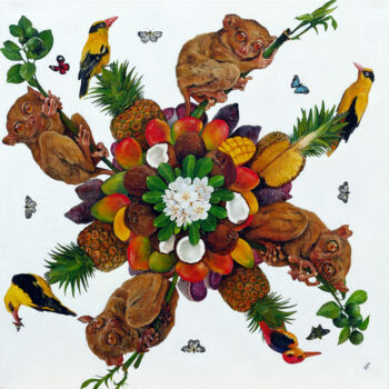 Painting titled "Mandala de Bohol" by Sailev, Original Artwork, Oil Mounted on Wood Stretcher frame