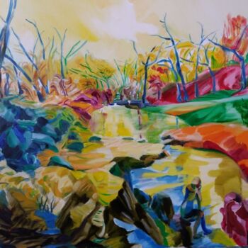 제목이 "Parc Josaphat 2"인 미술작품 Marc Declercq로, 원작, 기름