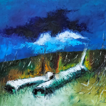 Painting titled "Colleziono ricordi" by Mirio Citron, Original Artwork, Oil Mounted on Wood Panel