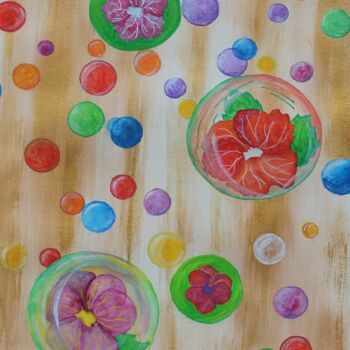 Peinture intitulée "Bulles" par Corinne Brossier (Atelier de l'imaginaire), Œuvre d'art originale, Acrylique