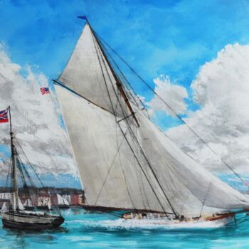 Painting titled "Vigilant Winning Am…" by Jim Fischer, Original Artwork, Acrylic