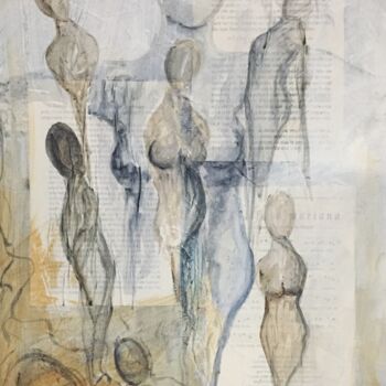 Malerei mit dem Titel "Ghosts in the machi…" von Elizabeth Hefty-Khoury, Original-Kunstwerk, Acryl Auf Andere starre Platte…