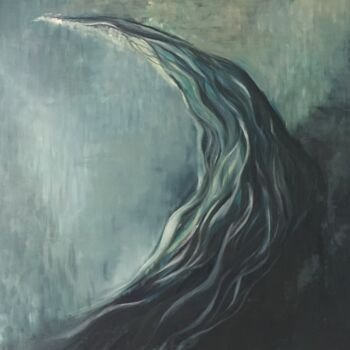 Malerei mit dem Titel "Moon split in two" von Elizabeth Hefty-Khoury, Original-Kunstwerk, Öl Auf Keilrahmen aus Holz montiert