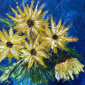 Painting titled "It's for you, honey!" by Elena Dobkin, Original Artwork, Oil Mounted on Wood Stretcher frame