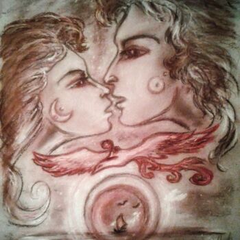 Dessin intitulée "Sun and Moon" par Karolina Ingo (Karolina Navi -Ingo), Œuvre d'art originale, Pastel