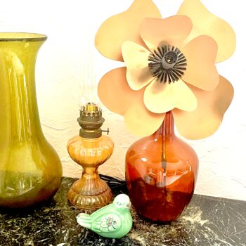 Design titled "Lampe fleur le pavo…" by Joel Carpentier (Ambiance d'Antan), Original Artwork, Luminaire